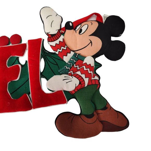 Vtg Disneyland Paris Christmas Wall Hanging Garland Joyeux Noel Mickey Minnie - Picture 6 of 12